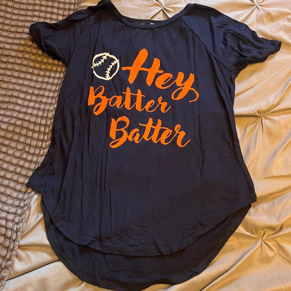 Flawless Size Small Navy T-Shirt "Hey Batter Batter"